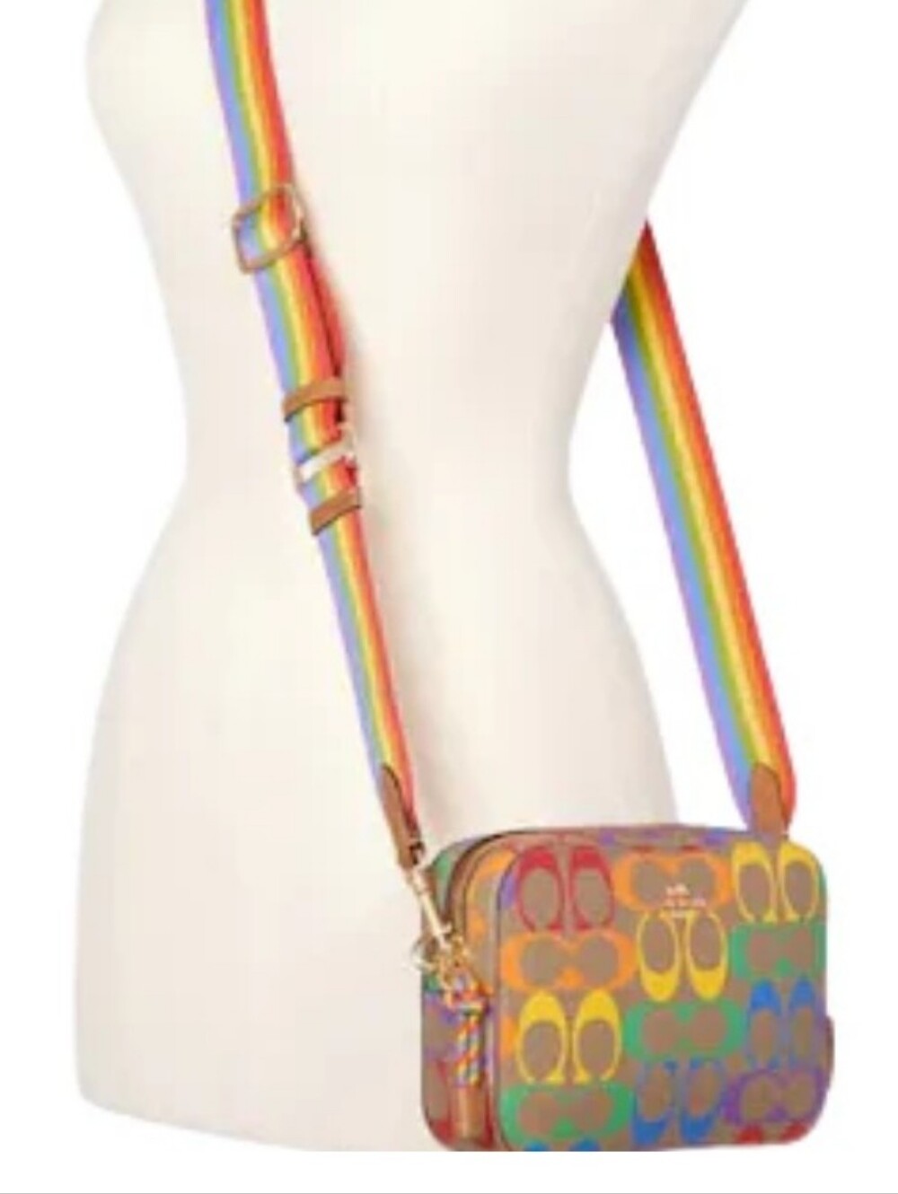 Coach C4227 Mini Camera Bag In Rainbow Signature Canvas NWT - Picture 8 of 10
